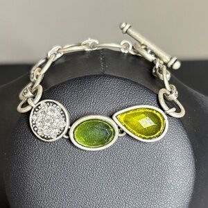 Lia Sophia Elegant Silver and Green Bracelet Rhinestone